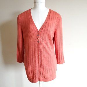 Woolrich ribbed orange merino wool cardigan